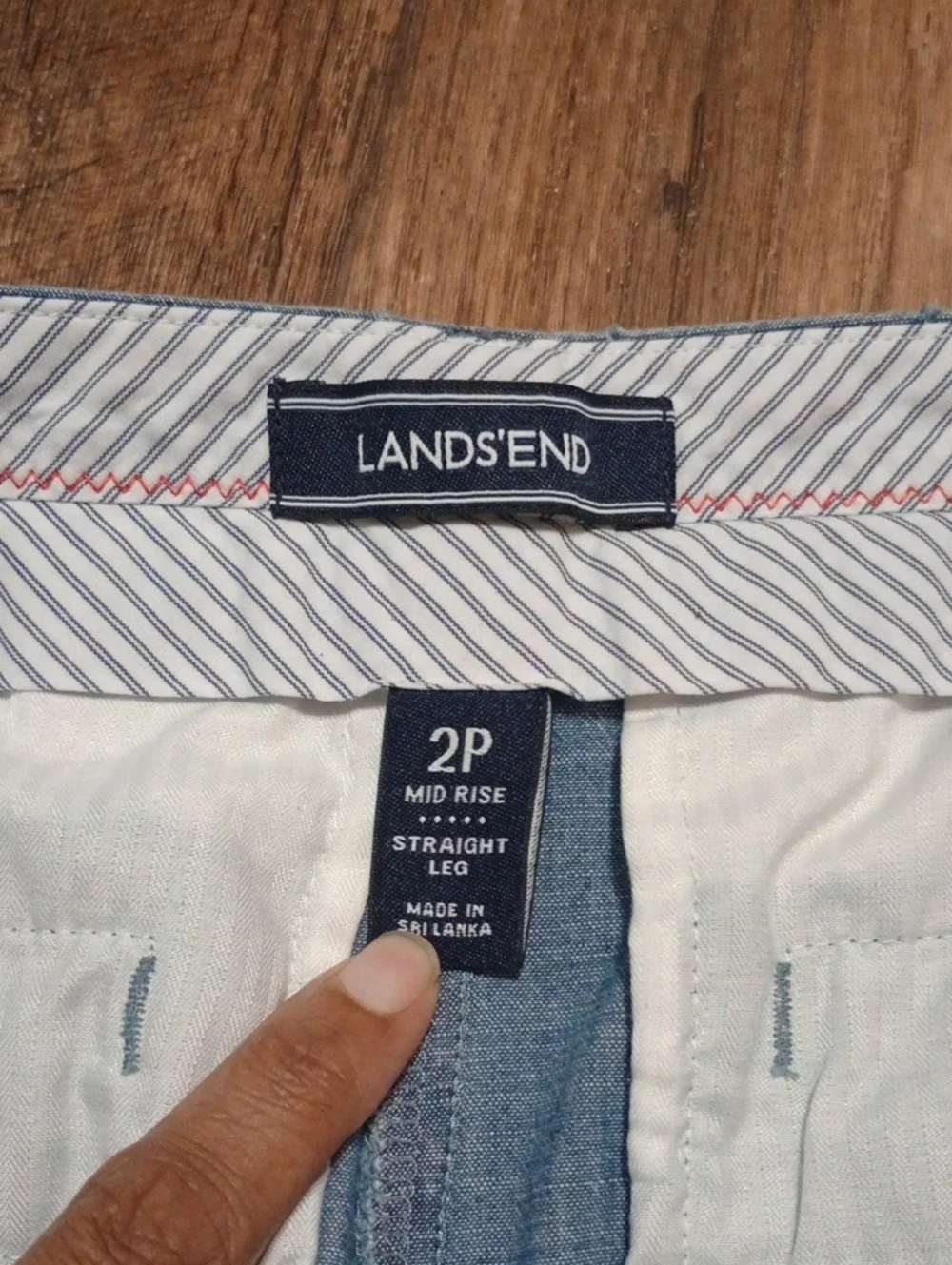Womens Lands End Light Blue Chambray - Capri Pants Straight Fit Size 2P